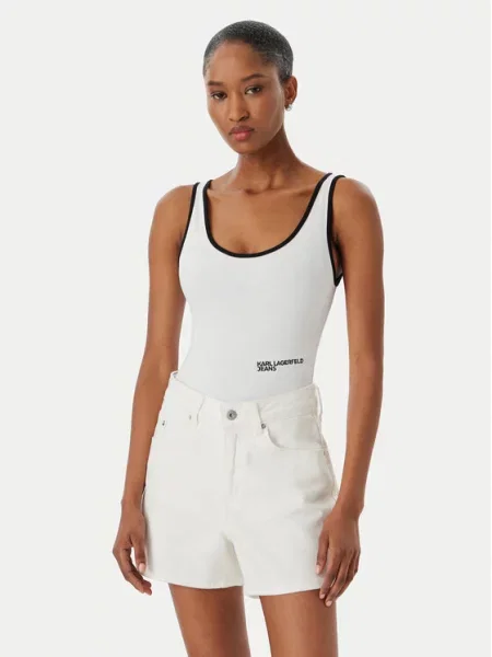 KARL LAGERFELD JEANS Košeľové body čierna biela
