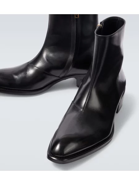 Cizme scurte Tom Ford din piele negru
