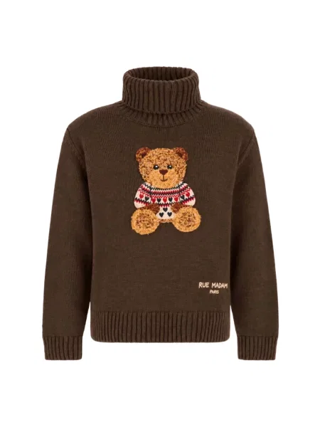 Sweter z golfem Rue Madam do golfa brązowy