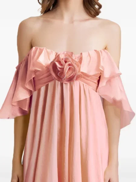 Rochie Gemy Maalouf cu model floral cu volane roz