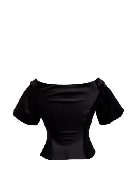 Bluză Ganni cu gât halter negru