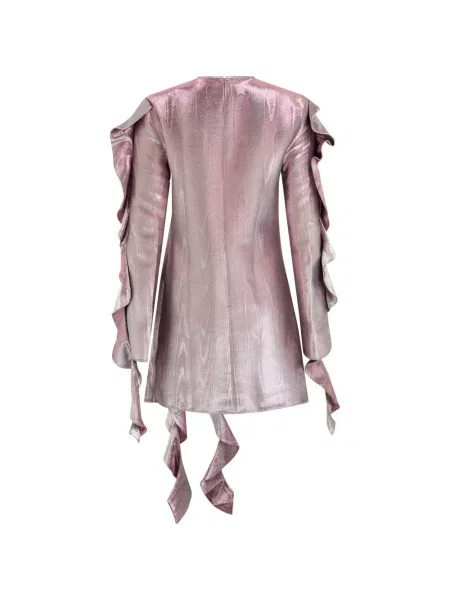 Lung rochie mini Ellery cu volane roz