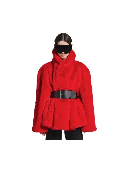 Lniana kurtka Balenciaga czerwona