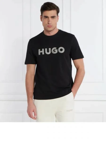 HUGO Tricou Drochet negru