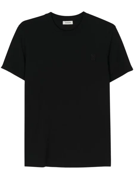 Tricou Sandro cu broderie negru