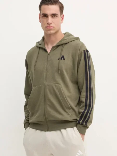 Pulover adidas Essentials s kapuco zelena