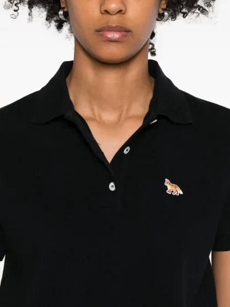Polo Maison Kitsune cu broderie negru