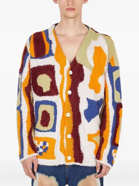 Cardigan The Elder Statesman cu imprimeu abstract alb