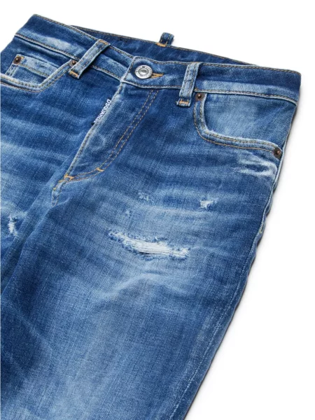 Jeansy straight leg dziecięce Dsquared2 niebieskie