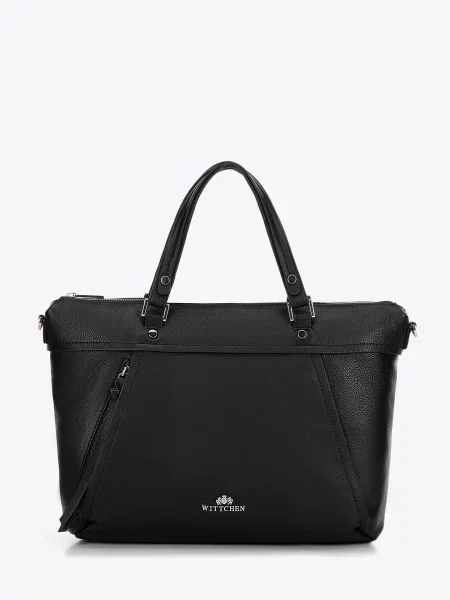 Torba na laptopa ze skóry z chwostem czarna