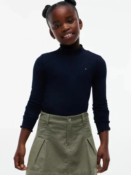 Tommy Hilfiger majica dugih rukava za djecu od pamuka s elastanom plava