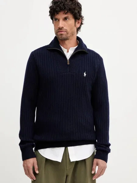 Vuneni pulover Polo Ralph Lauren za muškarce tamno s dolčevitom plava