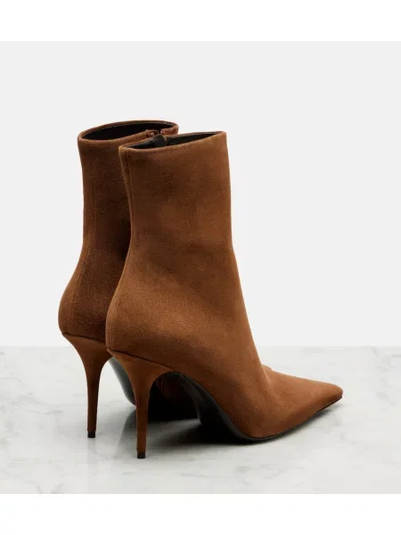 Cizme scurte Saint Laurent din piele de căprioară maro
