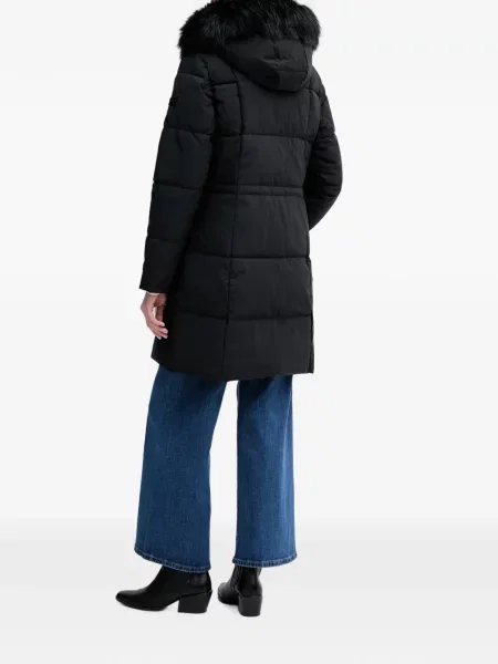 Кожух Dkny с качулка с козина черно