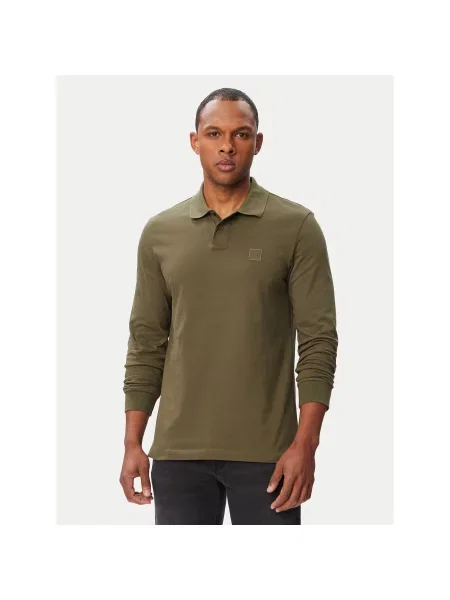 BOSS Polo marškinėliai Passerby Chaki Slim Fit