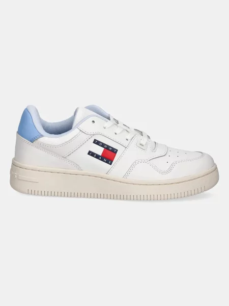 Tommy Jeans Usnjene superge TJW RETRO BASKET ESS bela