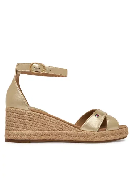 Tommy Hilfiger Espadrilės Metalic Crossover Strap Auksinė