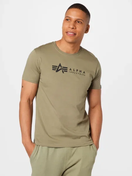 ALPHA INDUSTRIES Tričko olivová / burgundská čierna biela
