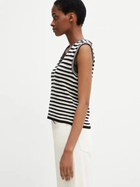 Anine Bing LOWEN SWEATER BLACK AND IVORY STRIPE μπλούζα γυναικεία με ριγέ μαύρο