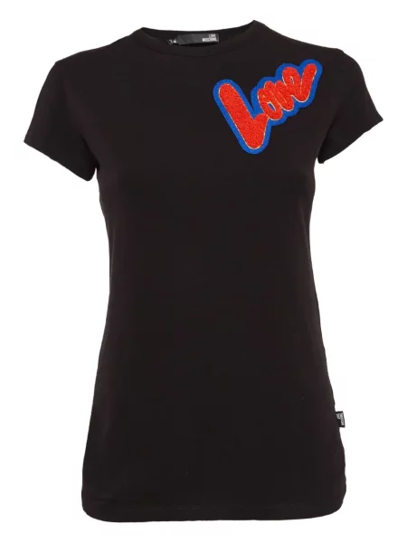 Tricou Love Moschino cu broderie negru