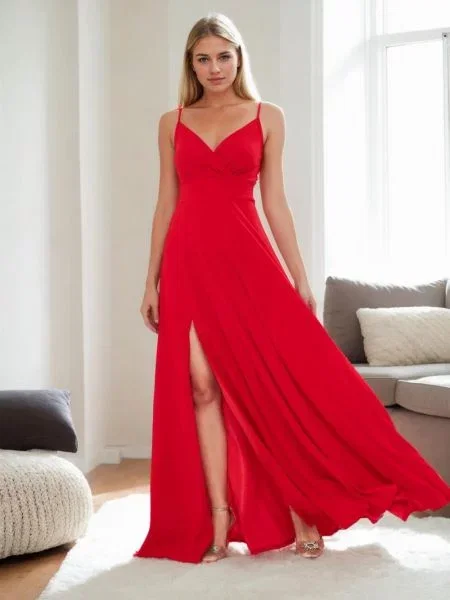 Odgovarati večernja haljina Dewberry prorez crvena
