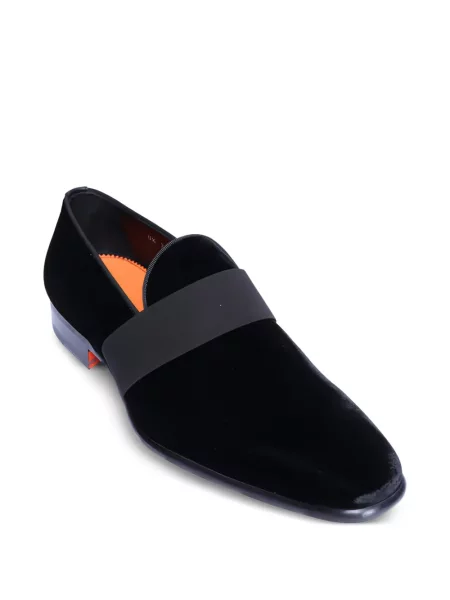 Pantofi loafer Santoni de catifea negru