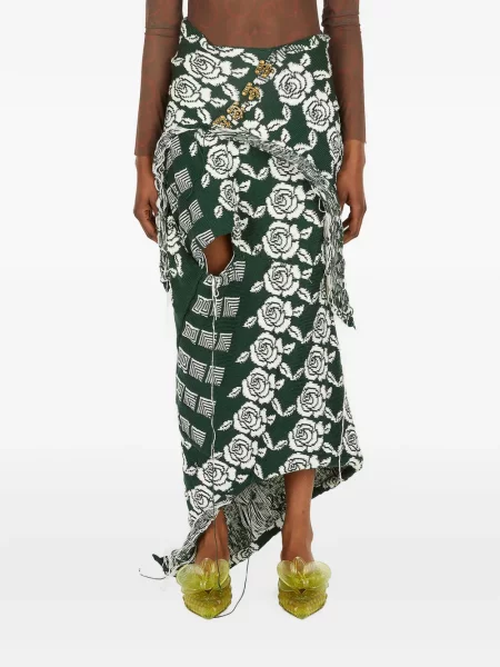 Fustă midi Louise Lyngh Bjerregaard cu model floral verde