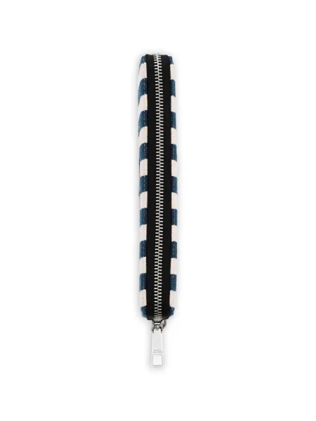 Portofel Marc Jacobs cu dungi din canvas albastru