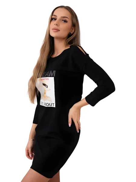 Šaty s potiskem Dream black černé