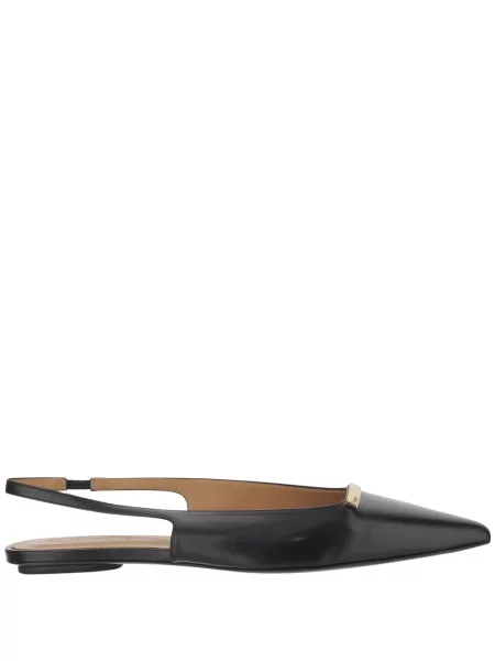 Balerinki Tod's skórzane z otwartą piętą czarne
