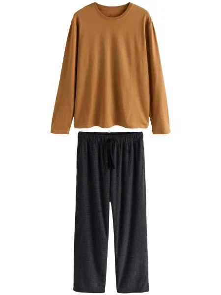 Next Dolga pižama Motionflex marine / svetlo / lila rjava