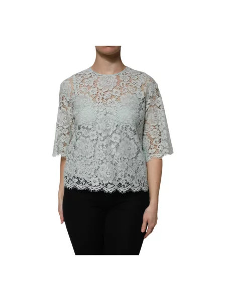 Bluzka Dolce And Gabbana koronkowa zielona