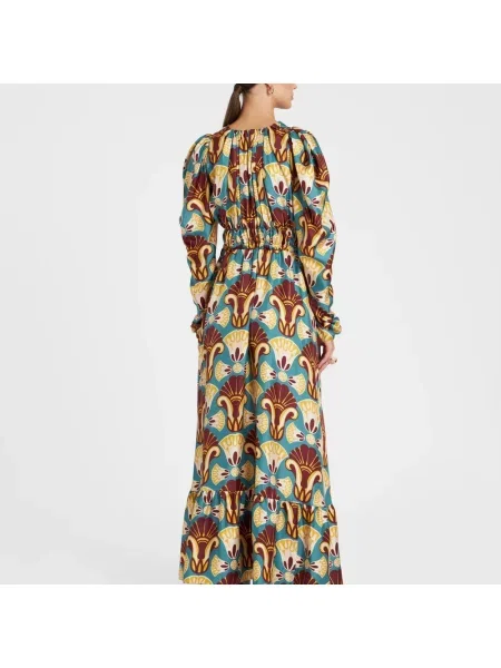 Długa jedwabna sukienka maxi La Doublej garniturowa