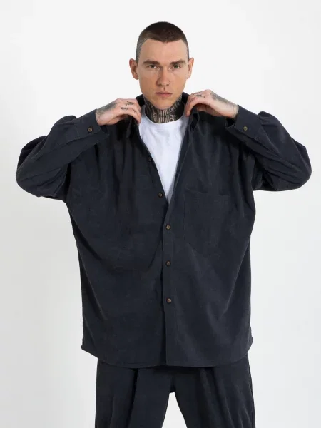 Сорочка IJ ij-sorochka-velvet-grafit-men графіт бавовна/поліамід