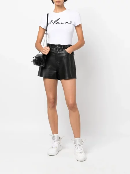 Marškinėliai Philipp Plein su kristalais balta
