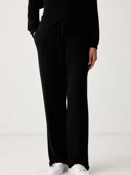 HUGO pantaloni de loungewear pentru femei cu vâscoză HUGO HEART PANT negru
