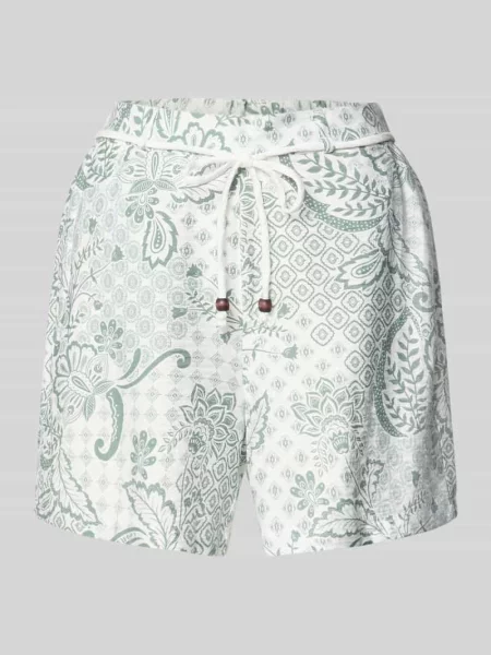 Szorty z tkaniny o kroju regular fit z mieszanki model CILLE' Vero Moda zielone