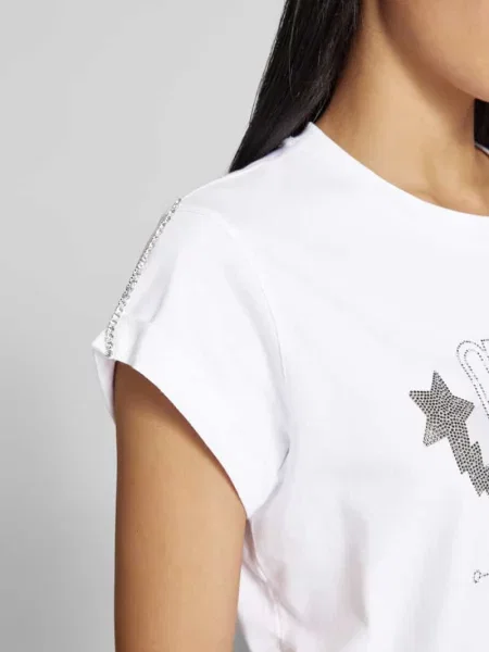 T-shirt z detalem z logo Guess biała