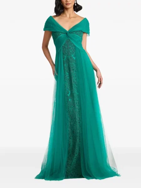 Rochie maxi Tadashi Shoji din dantelă verde