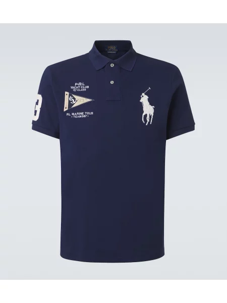 Tricou polo Polo Ralph Lauren cu broderie albastru