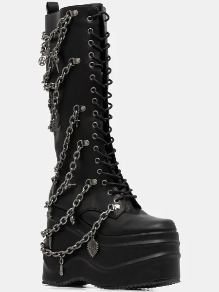 Koi Footwear kozaki na koturnie The Amygdala czarny