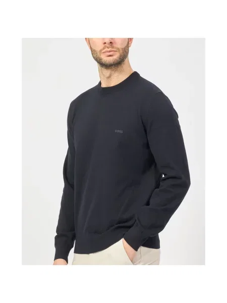 Sweter Boss z logo niebieski