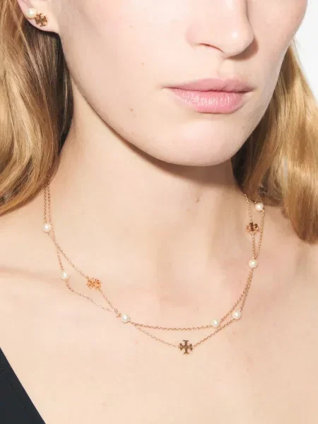 Cercei Tory Burch cu autograf alb