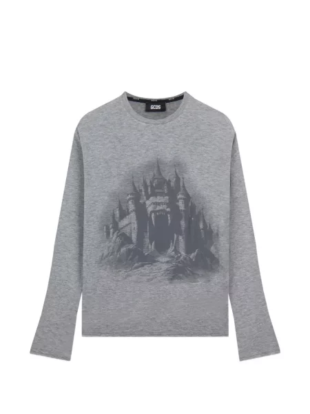 Lung tricou Gcds cu imagine gri