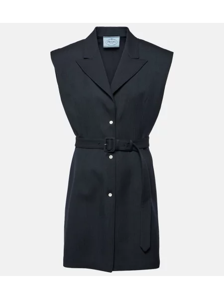 Vestă Prada de lână cu dungi albastru