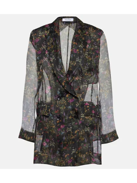 Jedwabna bluzka Max Mara w kwiatki z żabotem