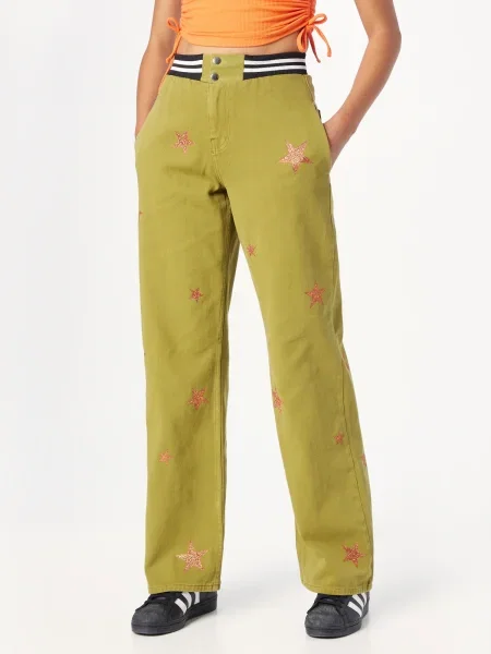 Nasty Gal Nadrág olíva / rózsaszín / fekete fehér