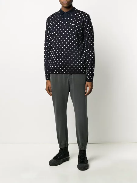 Taškuotas raštuotas megztinis Comme Des Garçons Play v formos iškirpte mėlyna