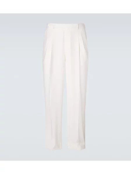 Vlněné kalhoty Brioni bílé