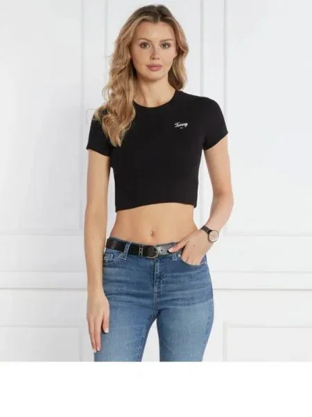 Tommy Jeans Tricou | Cropped Fit negru
